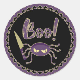 Boo! Halloween-Spinnmesser Runder Aufkleber