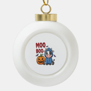 Boo Halloween Spooky Ghost Cow Keramik Kugel-Ornament