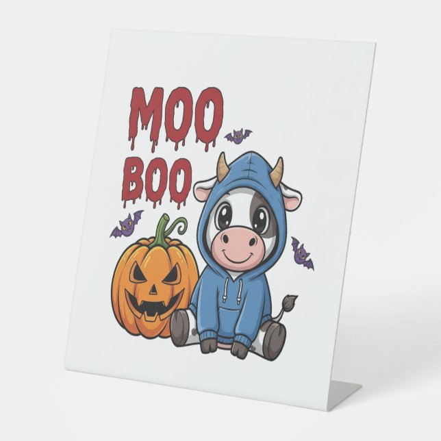 Boo Halloween Spooky Ghost Cow Sockelschild (Vorderseite)