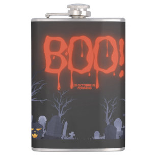 Boo Halloween Spooky Night Graveyard Pumpkin Flachmann