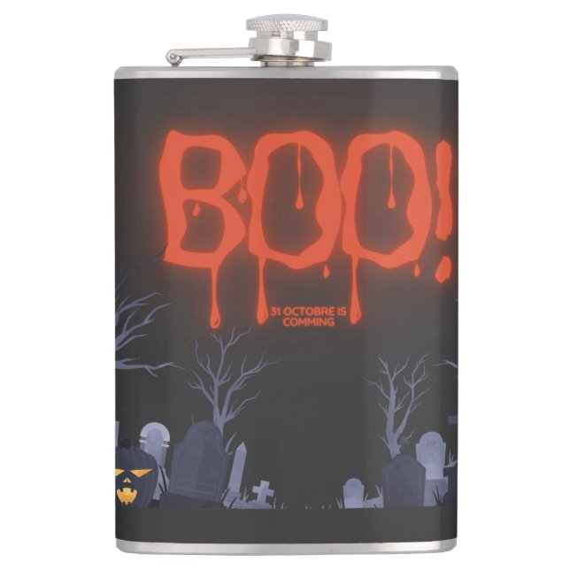 Boo Halloween Spooky Night Graveyard Pumpkin Flachmann (Vorderseite)