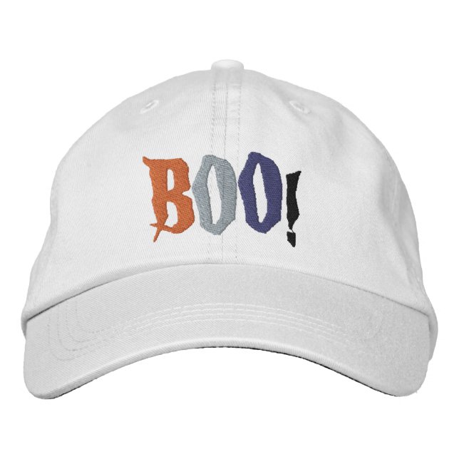Boo Halloween Spooky Text Bestickte Baseballkappe (Vorderseite)