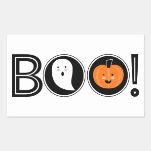 Boo! Halloween-Sticker Rechteckiger Aufkleber