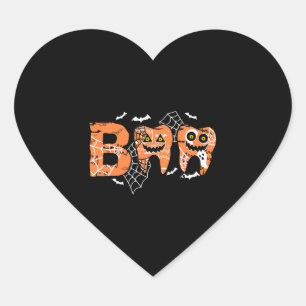 Boo Halloween Tooth Teeth Herz-Aufkleber