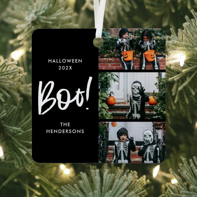 Boo Halloween Tree 3 Foto Ornament Aus Metall (InSitu)