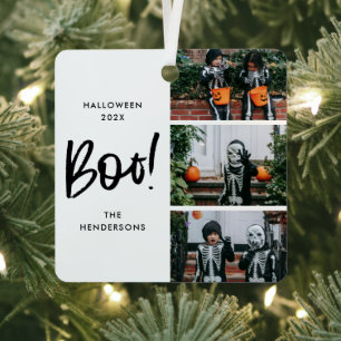 Boo Halloween Tree 3 Foto Ornament Aus Metall