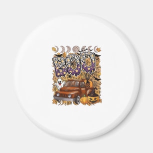 Boo Halloween Vintage LKW Geist Kürbisse Leopard Magnet