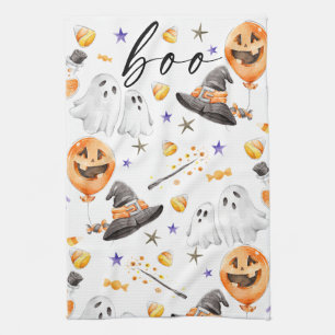 Boo Halloween Watercolor Geschirrtuch