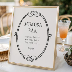 Boo Handgezeichnete Halloween Mimosa Bar Poster