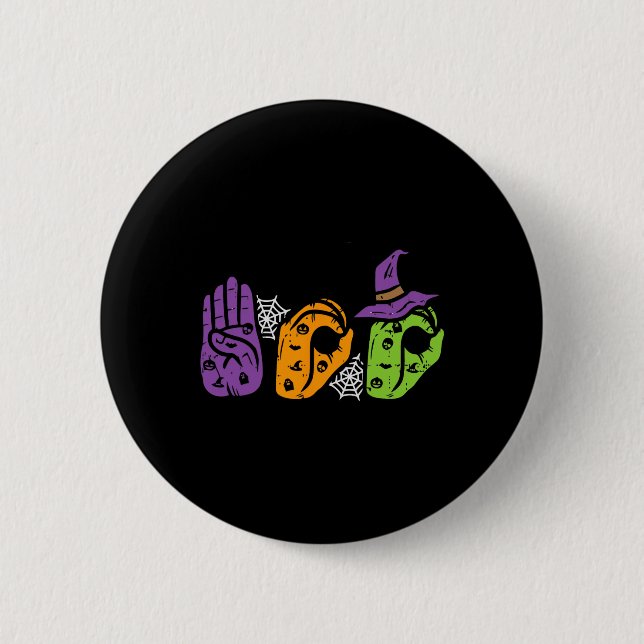 Boo Hands American Sign Language Pride Asl Hallowe Button (Vorderseite)