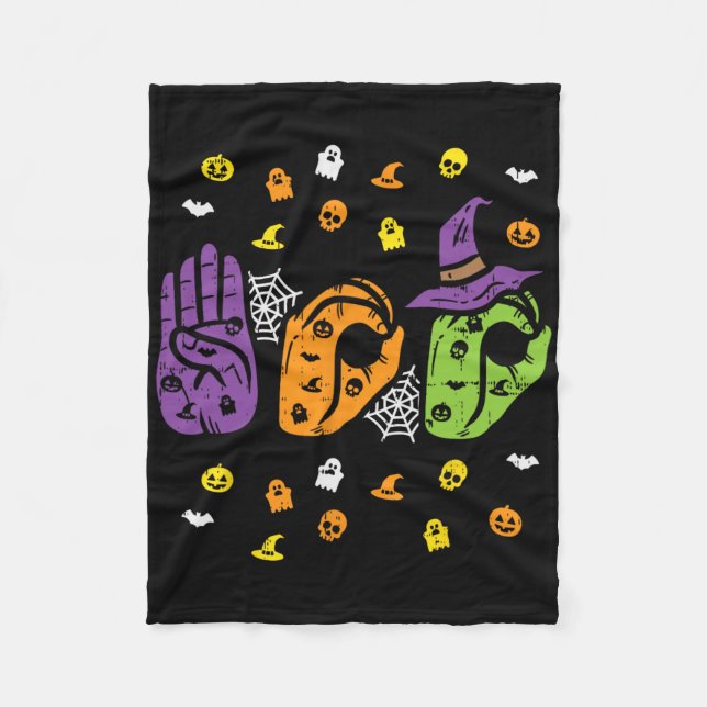 Boo Hands American Sign Language Pride Asl Hallowe Fleecedecke (Vorderseite)