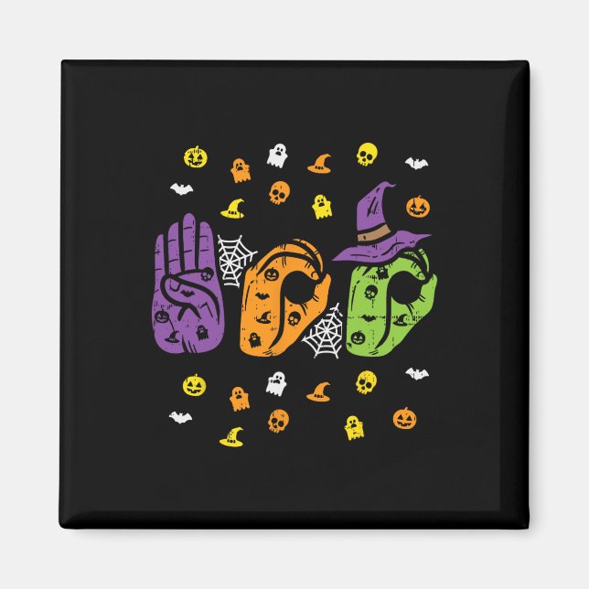 Boo Hands American Sign Language Pride ASL Hallowe Magnet (Vorne)