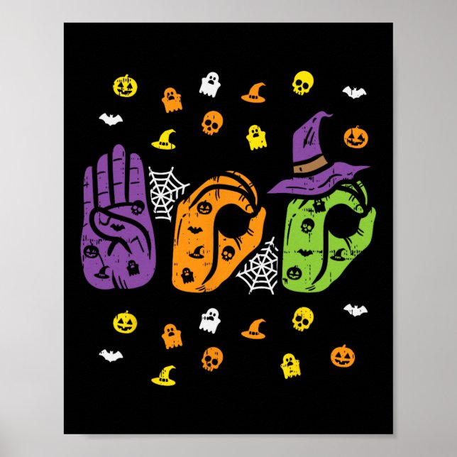 Boo Hands American Sign Language Pride ASL Hallowe Poster (Vorne)