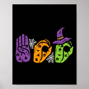 Boo Hands American Sign Language Pride Asl Hallowe Poster