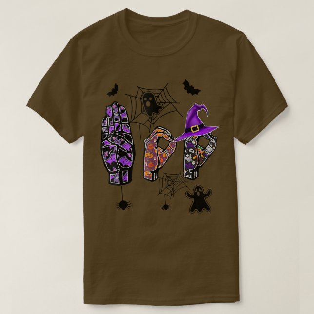 Boo Hands American Sign Language Pride ASL Hallowe T-Shirt (Design vorne)