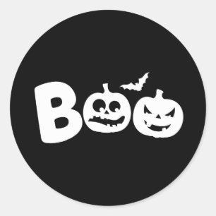 BOO! Happy Halloween Design mit Beängstigenden Pum Runder Aufkleber