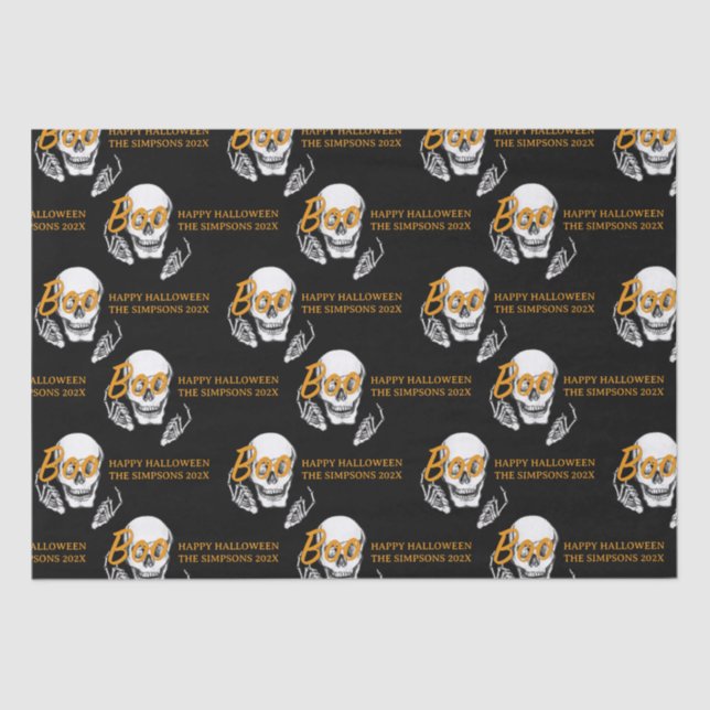 Boo Happy Halloween Funny Skull Party Seidenpapier (Vorderseite)