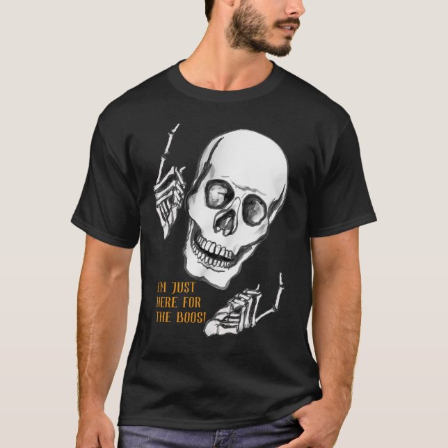 Boo Happy Halloween Funny Skull Witze T-Shirt (Vorderseite)