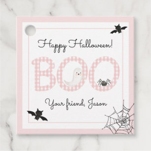 BOO Happy Halloween Gingham Pink Girl Spooky Geschenkanhänger