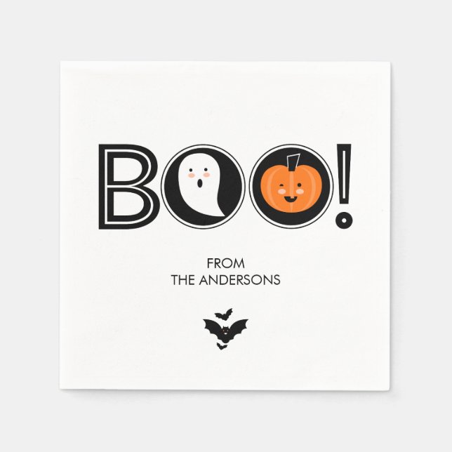 Boo! Happy Halloween Paper Napkin Serviette (Vorderseite)
