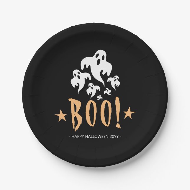 Boo Happy Halloween Personalisiert Pappteller (Vorderseite)