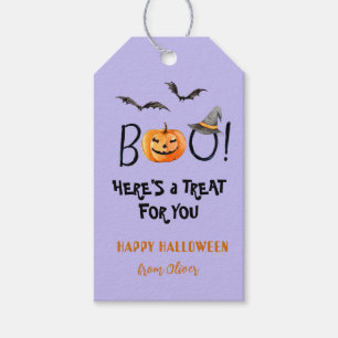 BOO Happy Halloween Pumpkin Leckereien Lila Geschenkanhänger