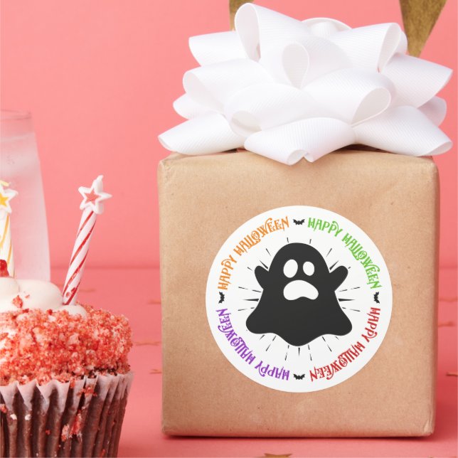 Boo!! Happy Halloween!! Runder Aufkleber (Party)