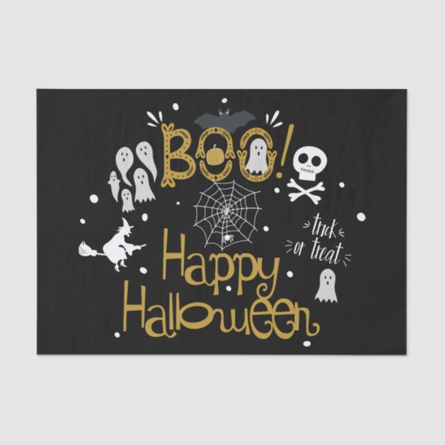Boo Happy Halloween Whimsical Custom Gift Wrap Seidenpapier (Vorderseite)