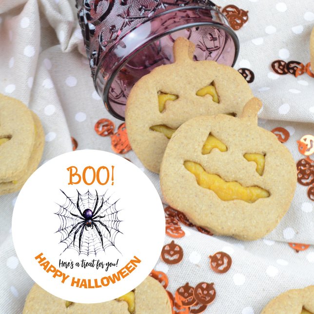 Boo! Happy Spider Web Halloween Sticker | Niedlich (Von Creator hochgeladen)