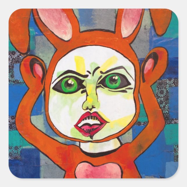 Boo-Häschen-Freund-Aufkleber Quadratischer Aufkleber (Vorderseite)