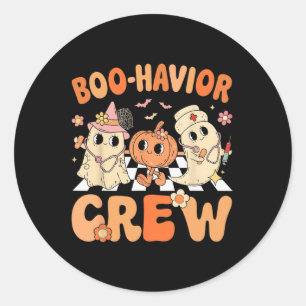 Boo Havior Crew Niedlich Halloween Therapeut Ghost Runder Aufkleber
