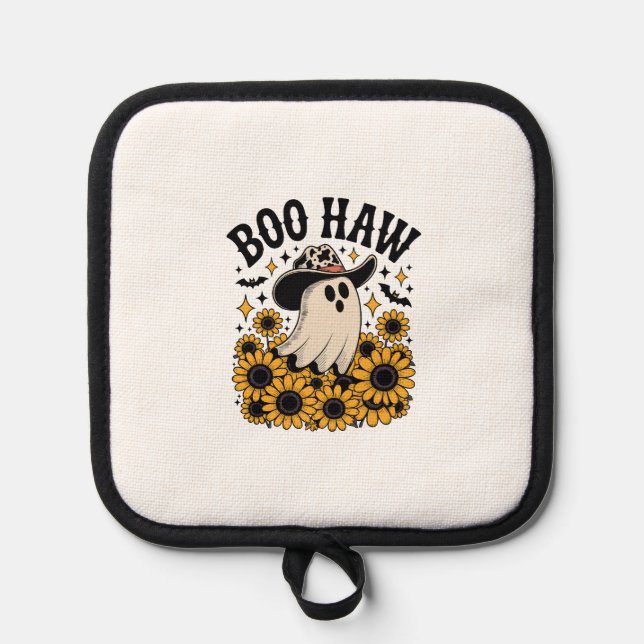 Boo Haw Cow Ghost Western Halloween Topflappen (Vorderseite)