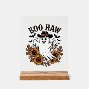 Boo Haw Cowboy Geist Sonnenblumen Fledermäuse Hall Acrylschild