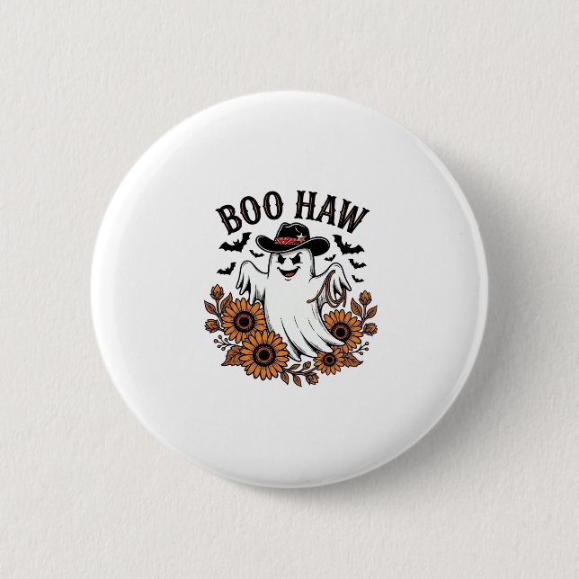 Boo Haw Cowboy Geist Sonnenblumen Fledermäuse Hall Button (Vorderseite)