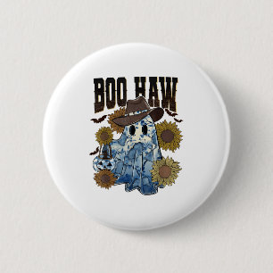 Boo Haw Cowboy Ghost Blue Denim Trendy Patchwork H Button