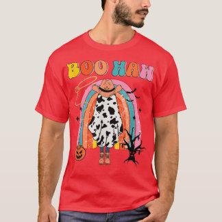 Boo Haw Cowboy Halloween Cowgirl Geist Western Ret T-Shirt