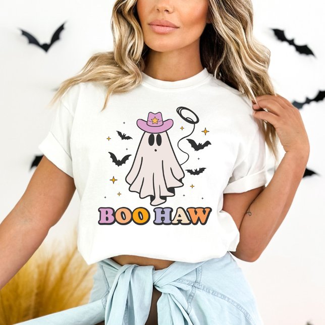 Boo Haw Cowboy Spooky Niedlich Ghost Halloween T-Shirt (Von Creator hochgeladen)