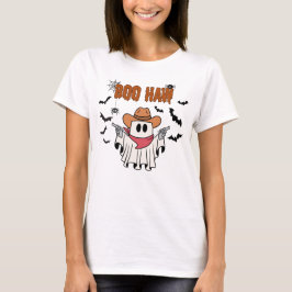 Boo Haw - Niedlicher Ghost Cowboy Halloween-Wester T-Shirt