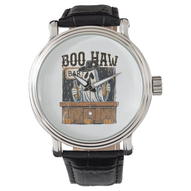 Boo Haw Retro Western Halloween Armbanduhr (Vorderseite)