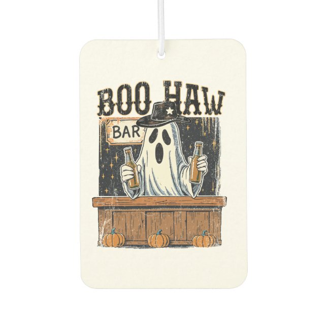 Boo Haw Retro Western Halloween Autolufterfrischer (Vorderseite)