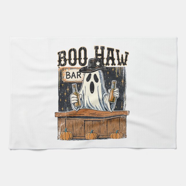 Boo Haw Retro Western Halloween Geschirrtuch (Horizontal)