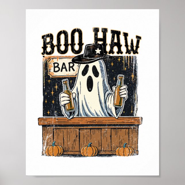 Boo Haw Retro Western Halloween Poster (Vorne)