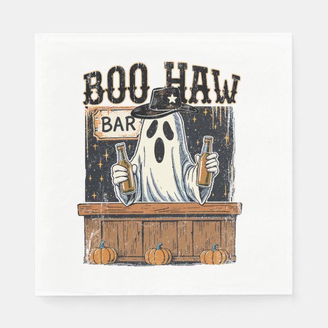 Boo Haw Retro Western Halloween Serviette (Vorderseite)