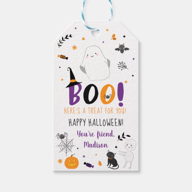 Boo, hier ist eine Leckerei für euch Halloween Geschenkanhänger (Vorderseite)