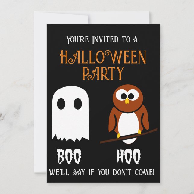 Boo Hoo Halloween-Party Einladung (Vorderseite)