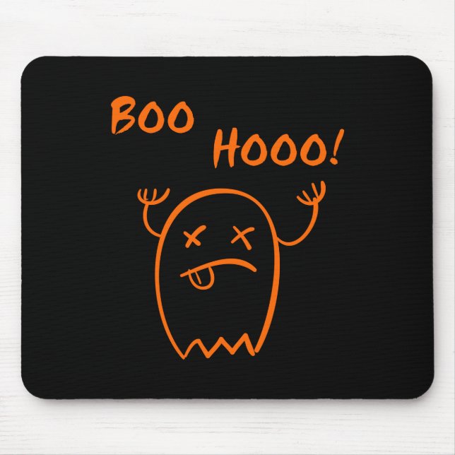 Boo Hooo Halloween Ghost Dark Monotone Mousepad (Vorne)