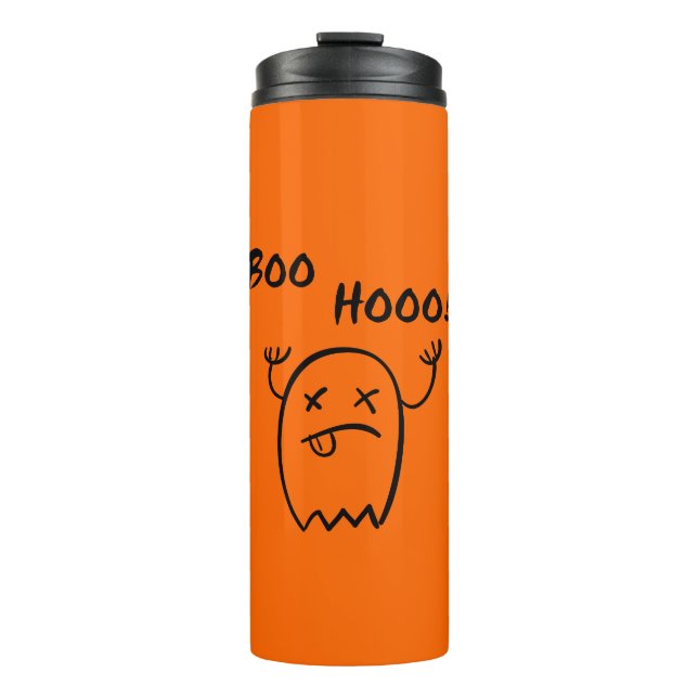 Boo Hooo Halloween Ghost Light Monotone Thermosbecher (Vorderseite)