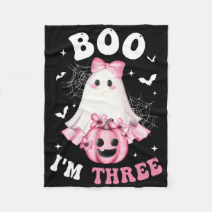 Boo I m 3. Geburtstag Girl Pink Bow Pumpkin G Fleecedecke