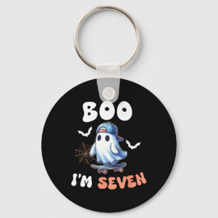 Boo I m Seven Ghost Skateboard 7. Geburtstagsschwe Schlüsselanhänger