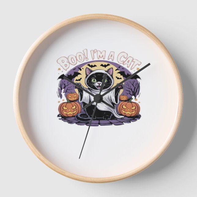Boo, ich bin ein katzenüberzogener T - Shirt Uhr (Vorderseite)